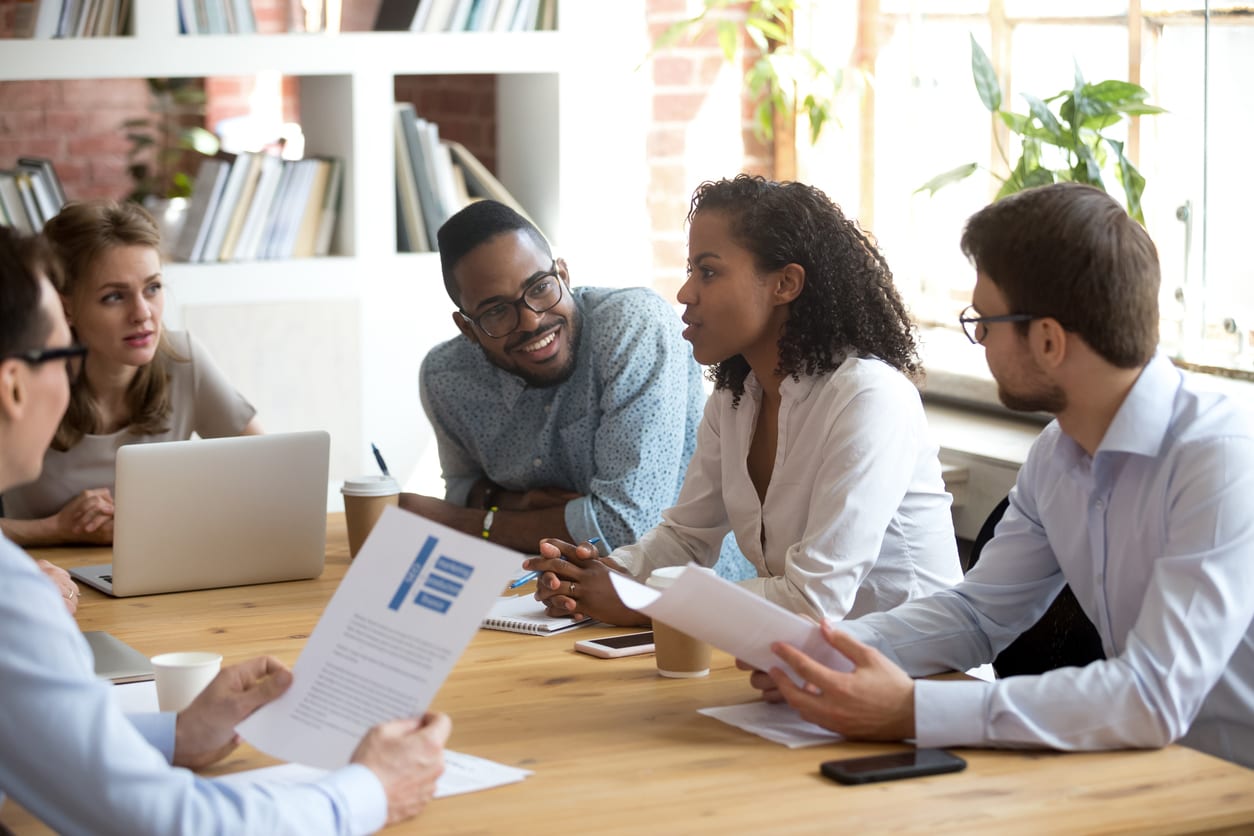 Positive business meeting in boardroom