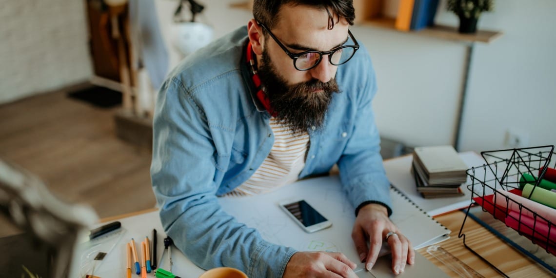 image of artist working