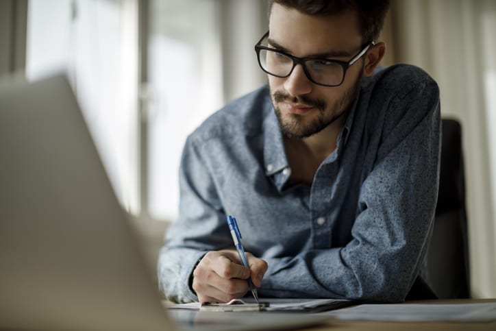 man working on laptop