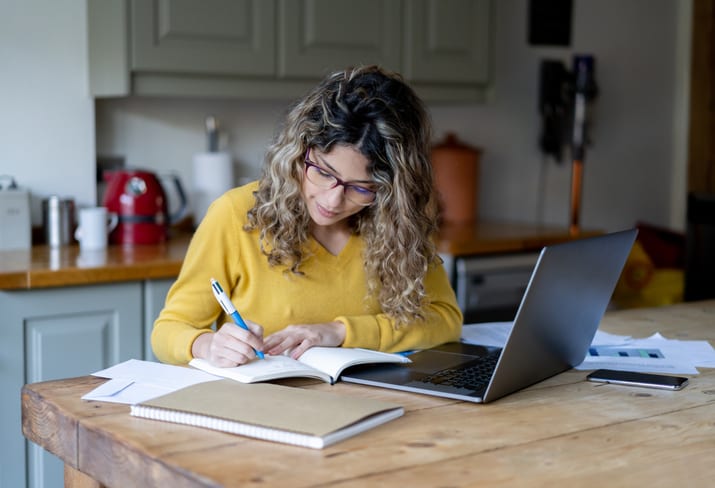 woman working at home