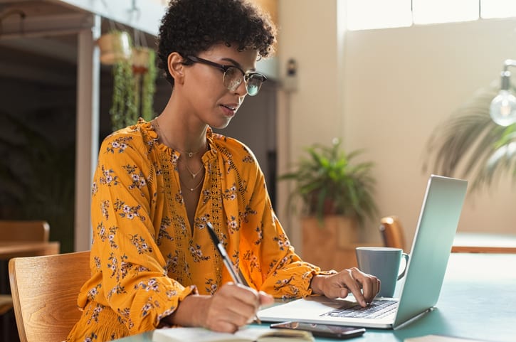 woman working on her laptop