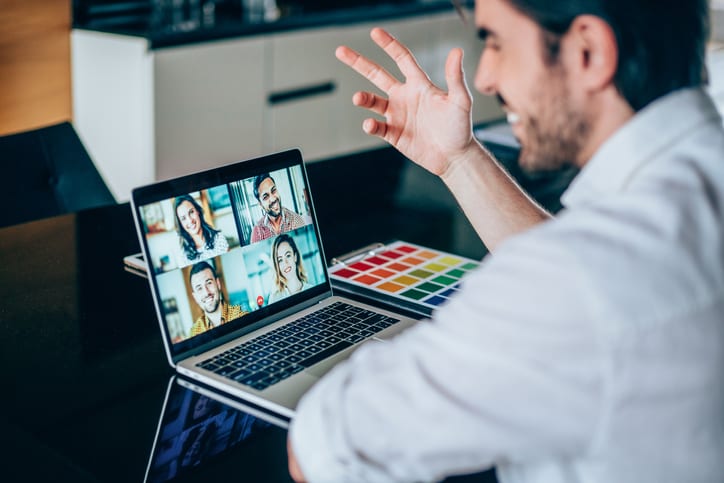 man hosting a webinar