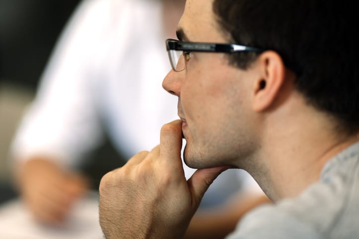 concentrating businessman