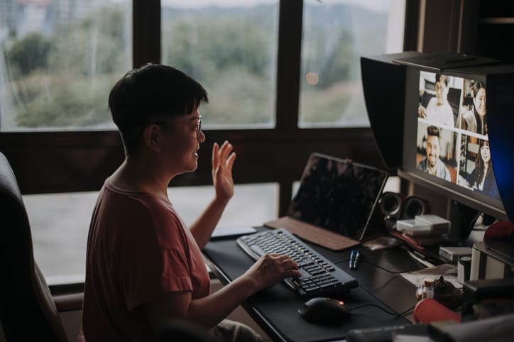 woman working at home