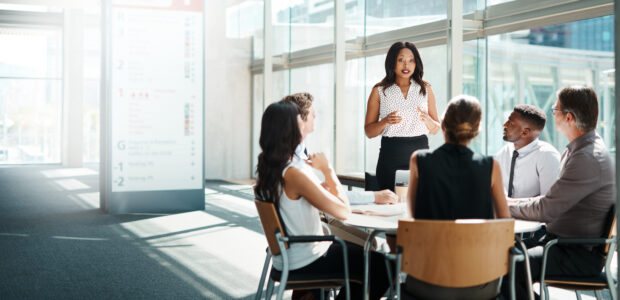 Shot of a group of businesspeople having a meeting in a modern office