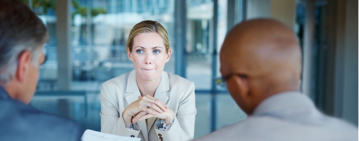 Anxious woman during business interview