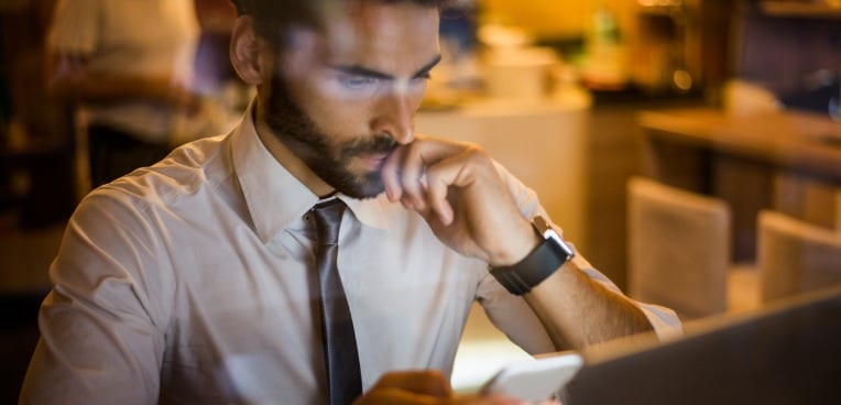 image of male worker on mobile