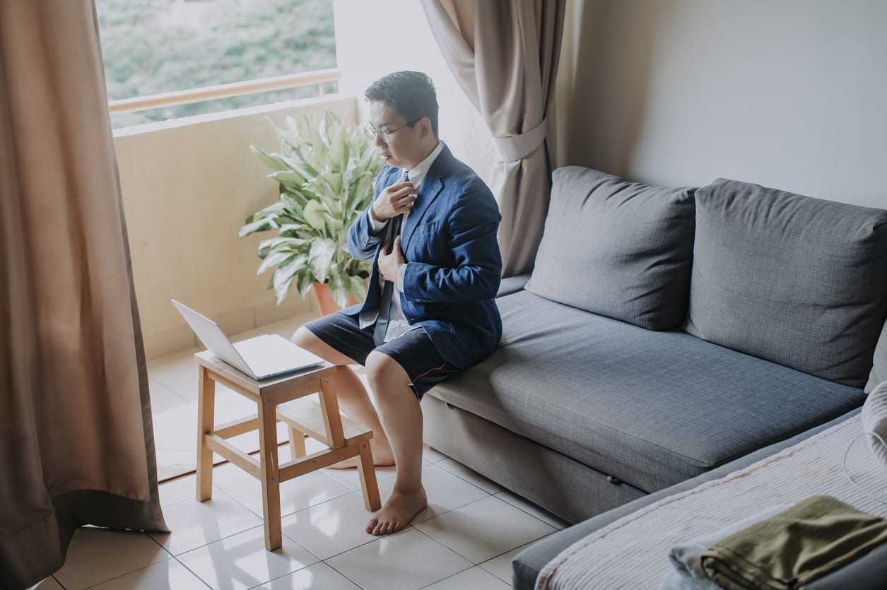 man on a virtual business meeting