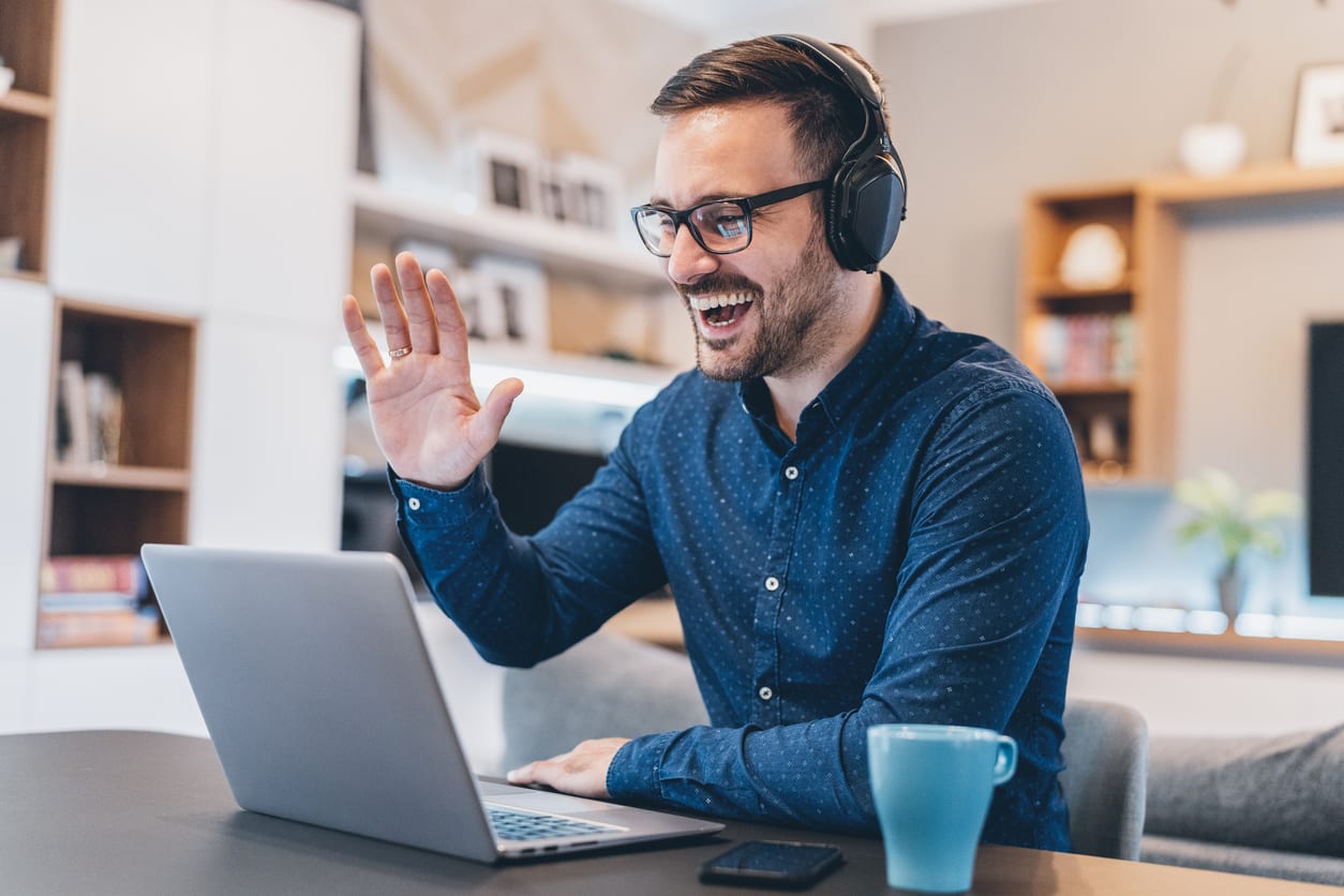 man on a conference call