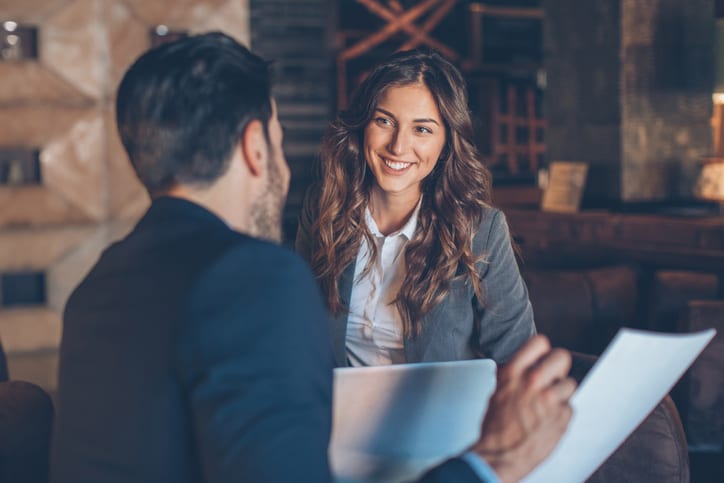 business woman talking to boss