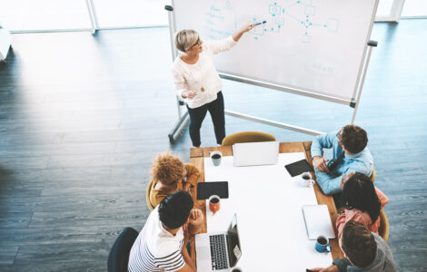 Shot of a group of young businesspeople having a meeting in a modern office